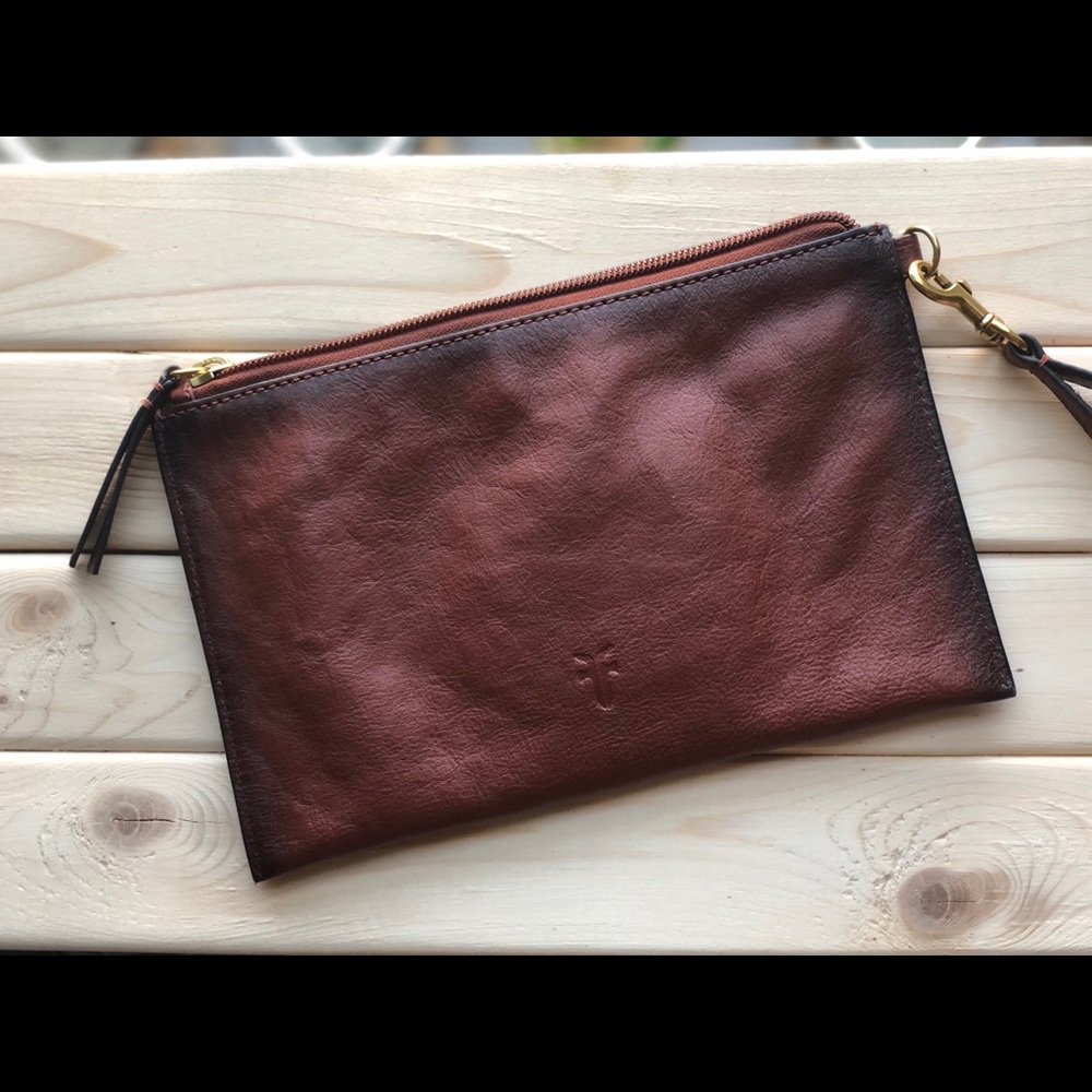 Frye Brown Leather Wristlet